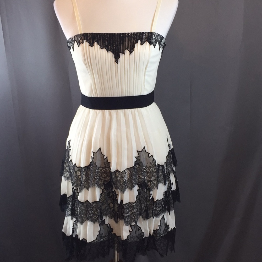 BCBG cream and black Lace cocktail dress